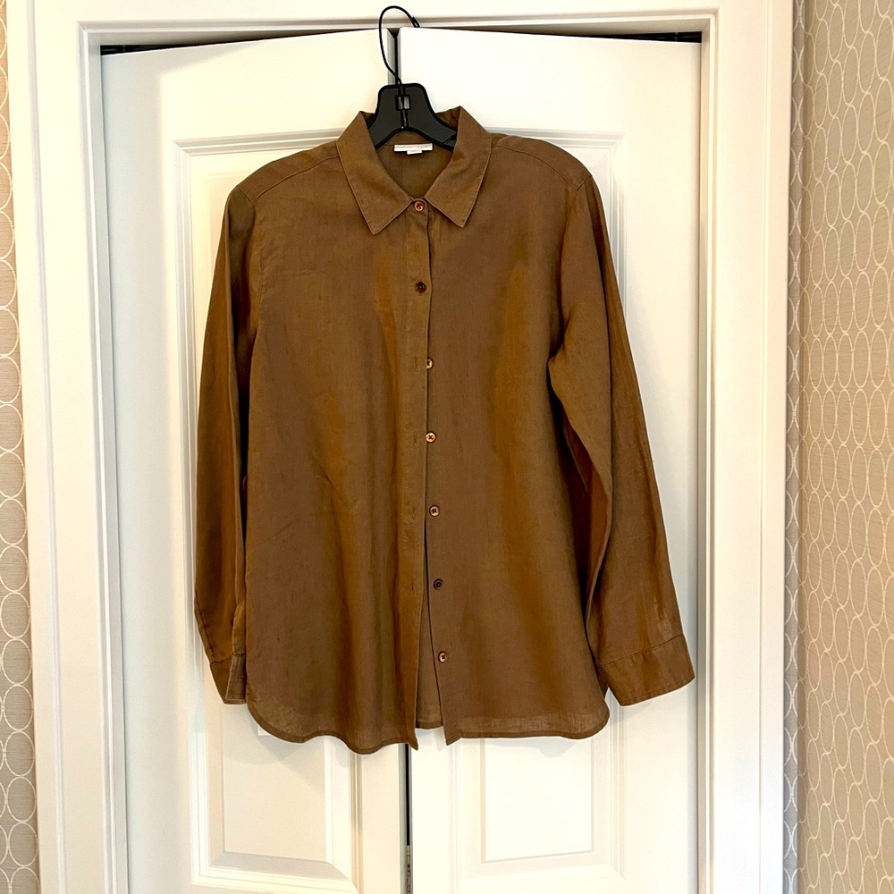 J.Jill brown linen blouse